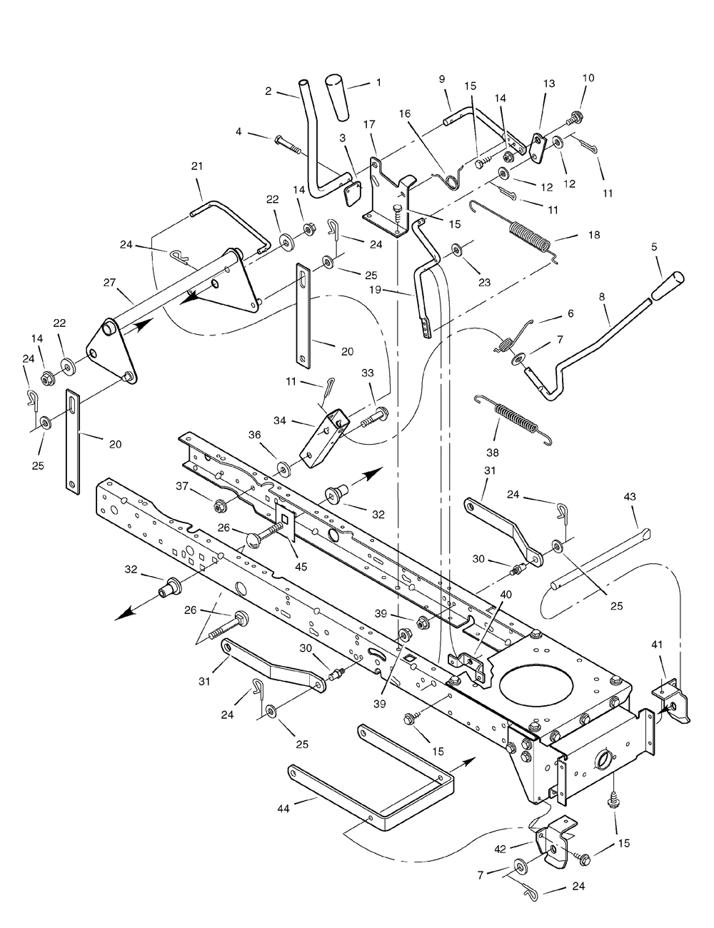 Mower Housing Suspension Diagram and Parts List for 385002X190A-552544 2006 Briggs and Stratton Lawn Tractor